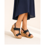 Sandale dama negre din piele naturala perforata cu toc pana S46NBOX